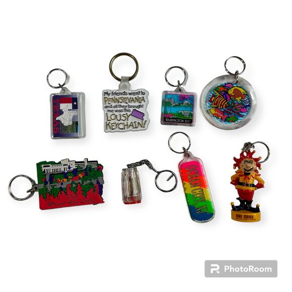 3/$20 Set of 7 Souvenir Key Chains Rings Washington DC Florida Texas Travel - Picture 1 of 4